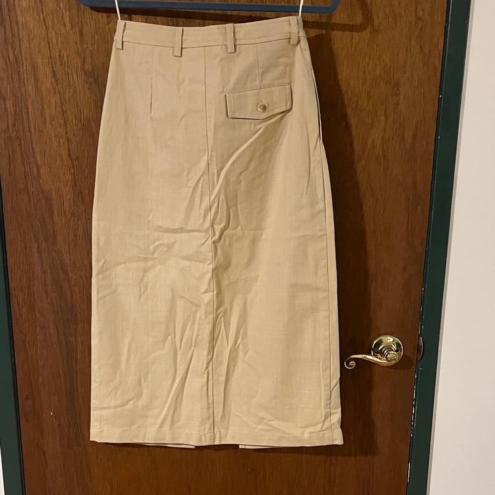 Beige Pencil Skirt with Front Slit - Picture 3 of 5